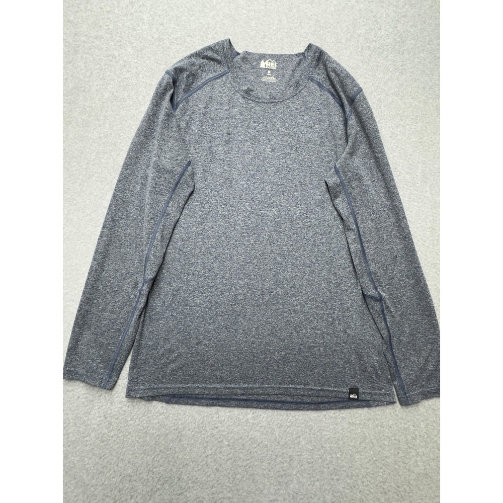 REI Co-op Shirt Mens‎ Medium Blue Long Sleeve Raglan Performance Athletic Hiking